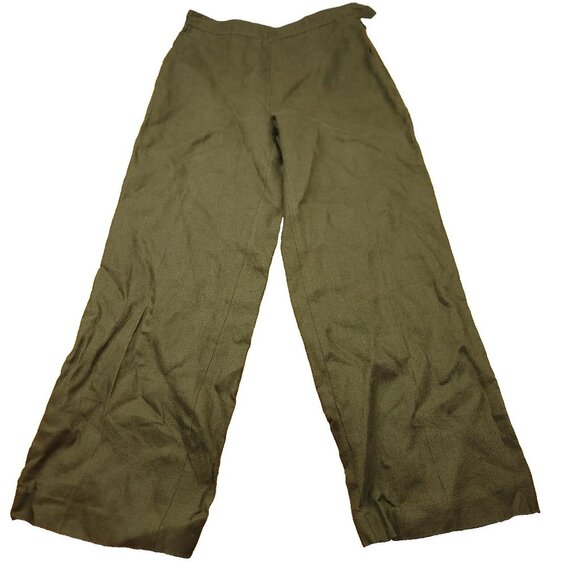 Tabolts Womens 4 P Petite Olive‎ 100% Irish Linen Pants Breathable Lightweight - Picture 1 of 11